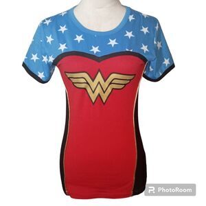 DC Comics Woman's  Blue Wonder Woman  Costume Tee Shirt Size S